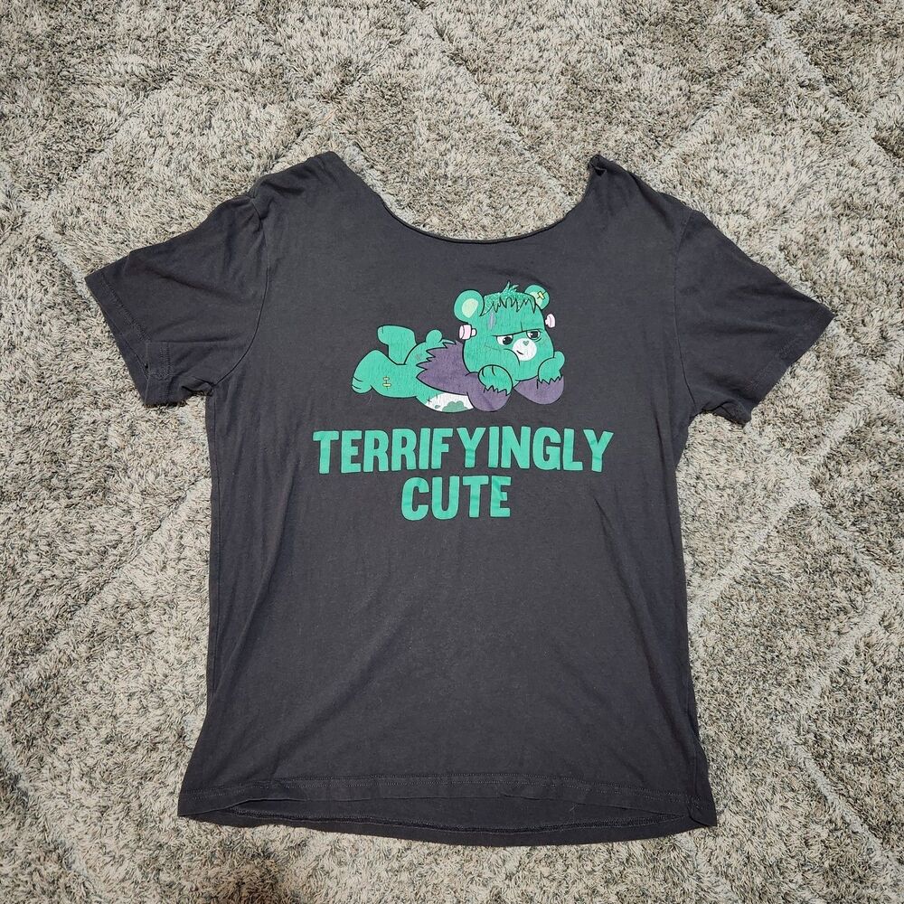 Care Bears Y2K Frankenstein 'Terrifyingly Cute' Shirt w/ Cutout Collar Halloween